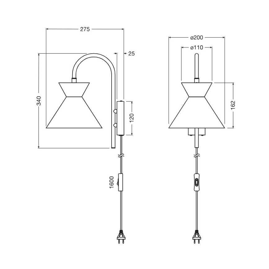 Osram - Seinavalgusti DECOR WAIST 1xE27/40W/230V must