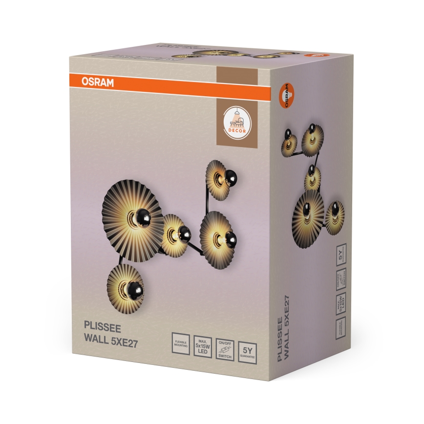 Osram - Seinavalgusti PLISSEE 5xE27/15W/230V antratsiit