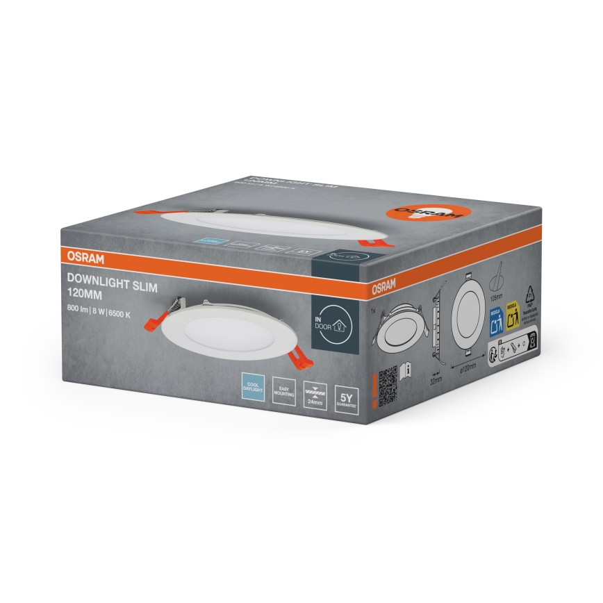 Osram - SLIM LED sissepandav laevalgusti, 8W, 230V, 6500K, Ø 12 cm