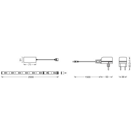 Osram - SMART+ FLEX 2m RGB+TW LED-riba, hämardatav, LED/8,5W/230V, 2700-6500K, Wi-Fi