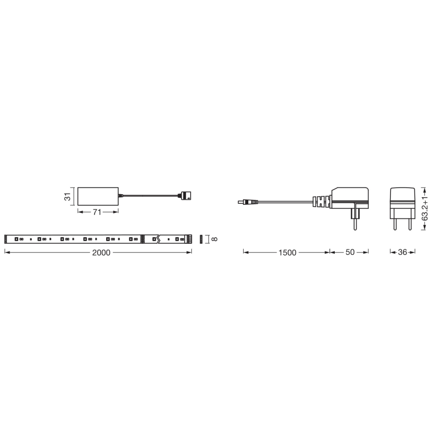 Osram - SMART+ FLEX 2m RGB+TW LED-riba, hämardatav, LED/8,5W/230V, 2700-6500K, Wi-Fi