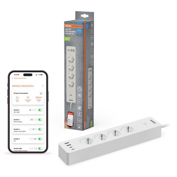 Osram - SMART+ pikendusjuhe 4Z, F-tüüp + 2xUSB-A + 2xUSB-C Wi‑Fi