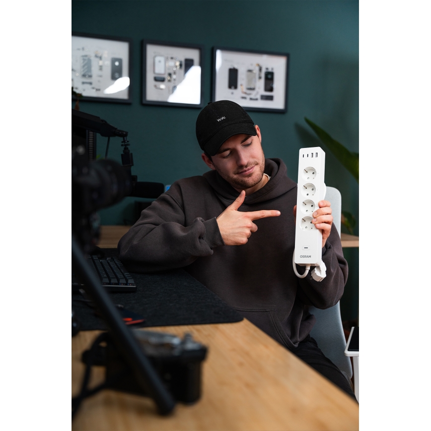 Osram - SMART+ pikendusjuhe 4Z, F-tüüp + 2xUSB-A + 2xUSB-C Wi‑Fi