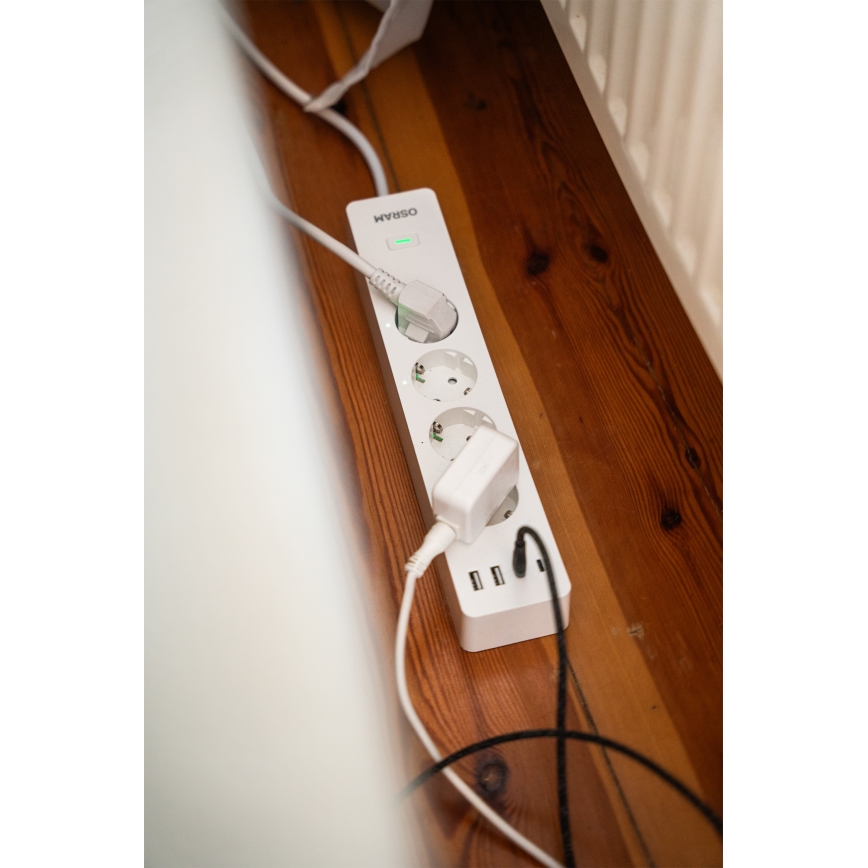 Osram - SMART+ pikendusjuhe 4Z, F-tüüp + 2xUSB-A + 2xUSB-C Wi‑Fi