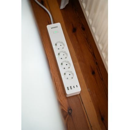 Osram - SMART+ pikendusjuhe 4Z, F-tüüp + 2xUSB-A + 2xUSB-C Wi‑Fi