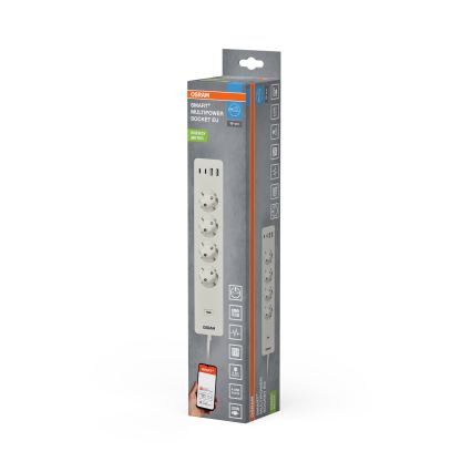 Osram - SMART+ pikendusjuhe 4Z, F-tüüp + 2xUSB-A + 2xUSB-C Wi‑Fi