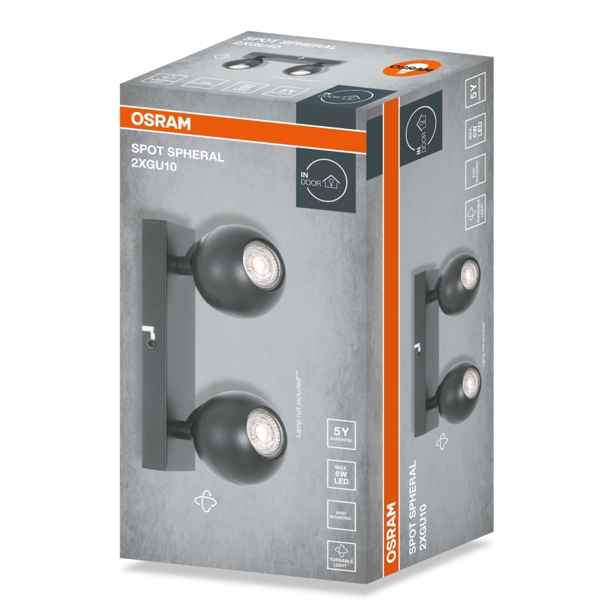Osram - SPOT SPHERAL suunavalgusti 2xGU10/6W/230V must