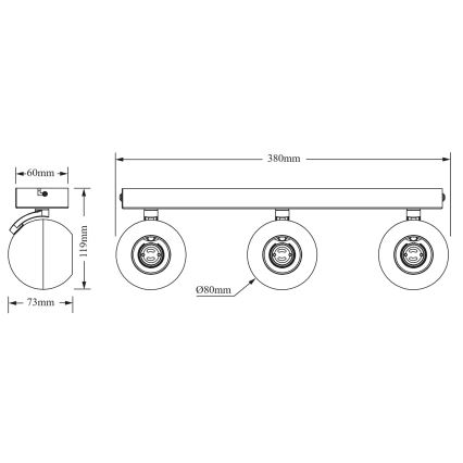 Osram - SPOT SPHERAL suunavalgusti 3xGU10/6W/230V must