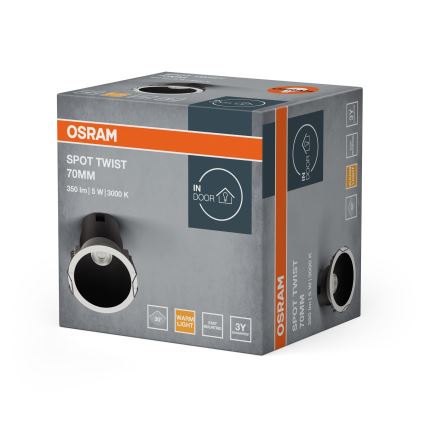 Osram - SPOT TWIST LED sisseehitatav laevalgusti, 5 W/230 V, 3000 K, Ø 7 cm, valge/must