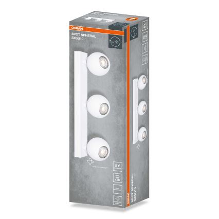 Osram - Spottvalgusti SPOT SPHERAL 3xGU10/6W/230V valge