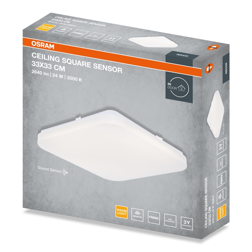 Osram - LED laevalgusti hämarusanduriga SQUARE LED/24W/230V 33x33 cm