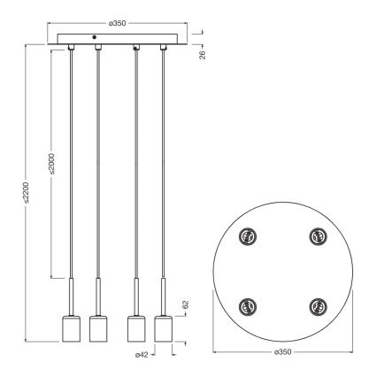 Osram - Toitekaabel NEEDLE PENDANT 4xE27/25W/230V beež