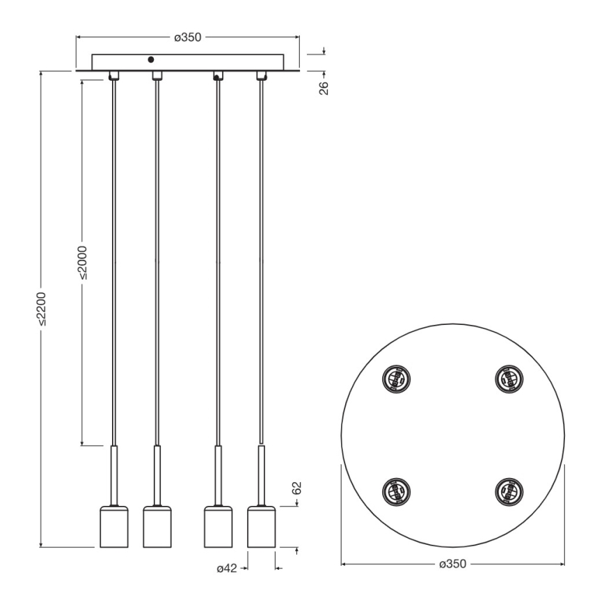Osram - Toitekaabel NEEDLE PENDANT 4xE27/25W/230V beež