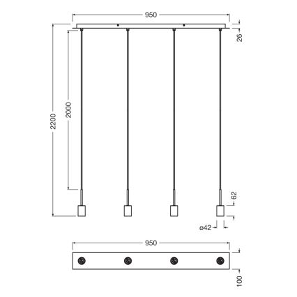Osram - toitekaabel NEEDLE PENDANT 4xE27/25W/230V beež