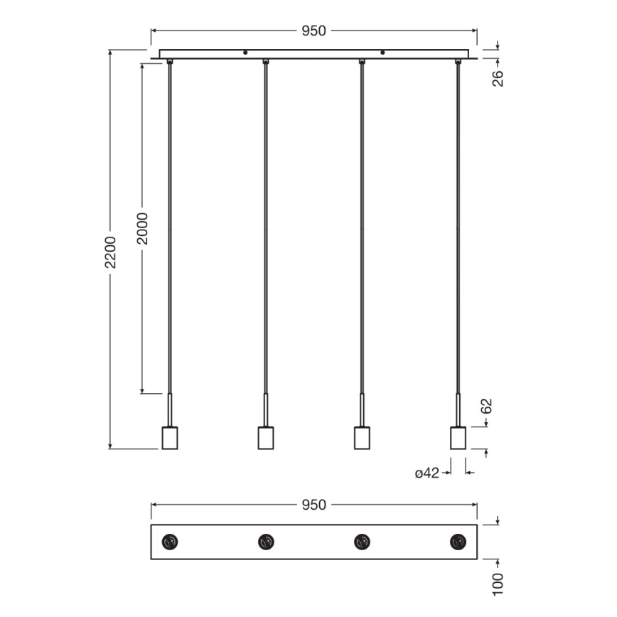 Osram - toitekaabel NEEDLE PENDANT 4xE27/25W/230V beež