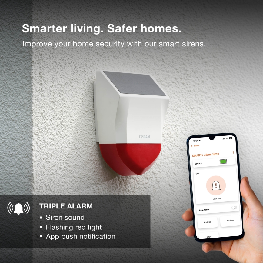 Osram - Välistingimustesse mõeldud päikeseenergial töötav alarm SMART+ 5V IP65 Wi-Fi
