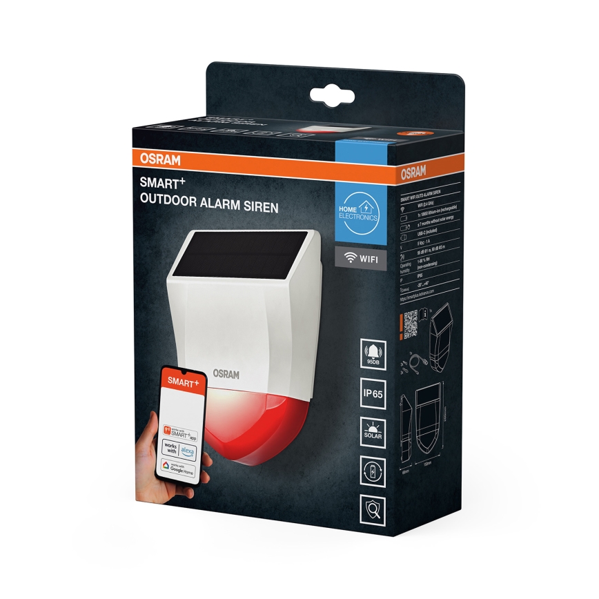Osram - Välistingimustesse mõeldud päikeseenergial töötav alarm SMART+ 5V IP65 Wi-Fi