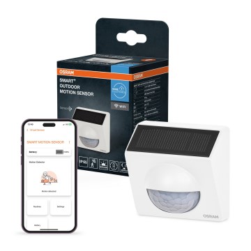 Osram - Välitingimustele mõeldud päikeseenergial töötav liikumisandur SMART+ 3,7 V valge IP65 Wi-Fi 800 mAh