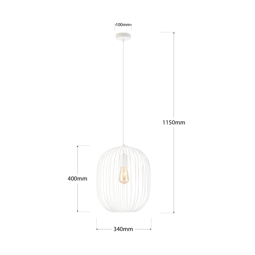 OVELLA kaabliga ripatslühter 1xE27/15W/230V, läbimõõt 34 cm, kreemjas