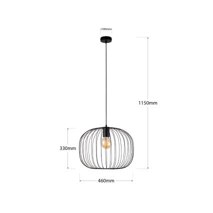 OVELLA ripatslaelamp kaabliga, 1xE27/15W/230V, läbimõõt 46 cm, must