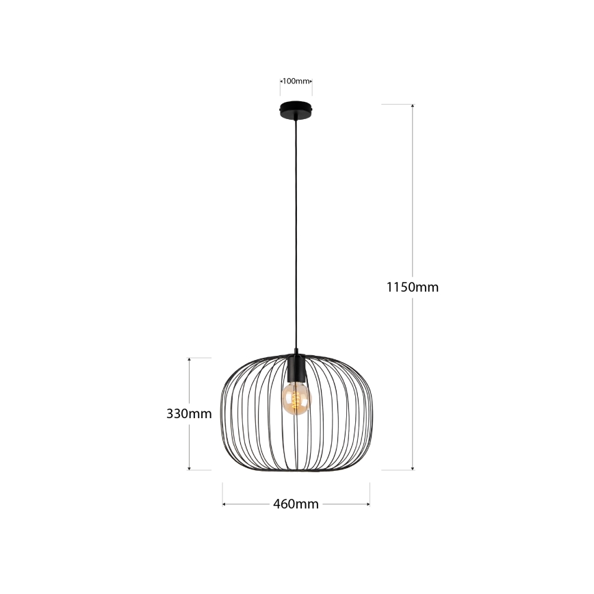 OVELLA ripatslaelamp kaabliga, 1xE27/15W/230V, läbimõõt 46 cm, must