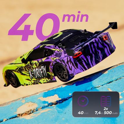 Overmax - kaugjuhitav RC-driftauto X-DRIFT 1000 mAh kollane/lilla
