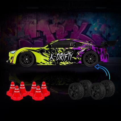 Overmax - kaugjuhitav RC-driftauto X-DRIFT 1000 mAh kollane/lilla