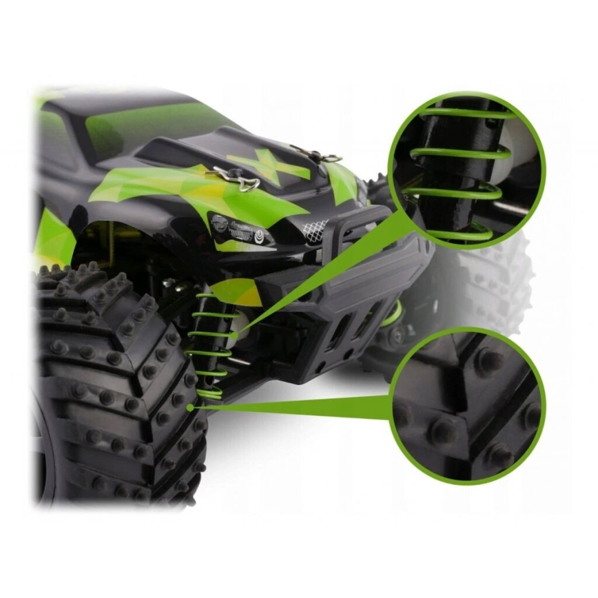Overmax - kaugjuhtimisega RC-auto X-MONSTER 3.0 1700 mAh must/roheline