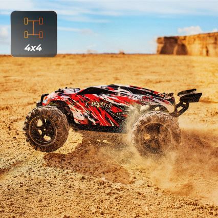 Overmax - pultiga juhitav RC-auto X-MONSTER 3.5 1700 mAh must/punane/roheline
