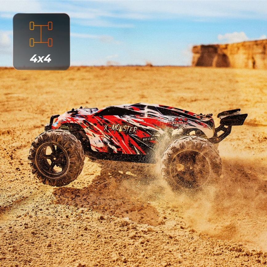 Overmax - pultiga juhitav RC-auto X-MONSTER 3.5 1700 mAh must/punane/roheline
