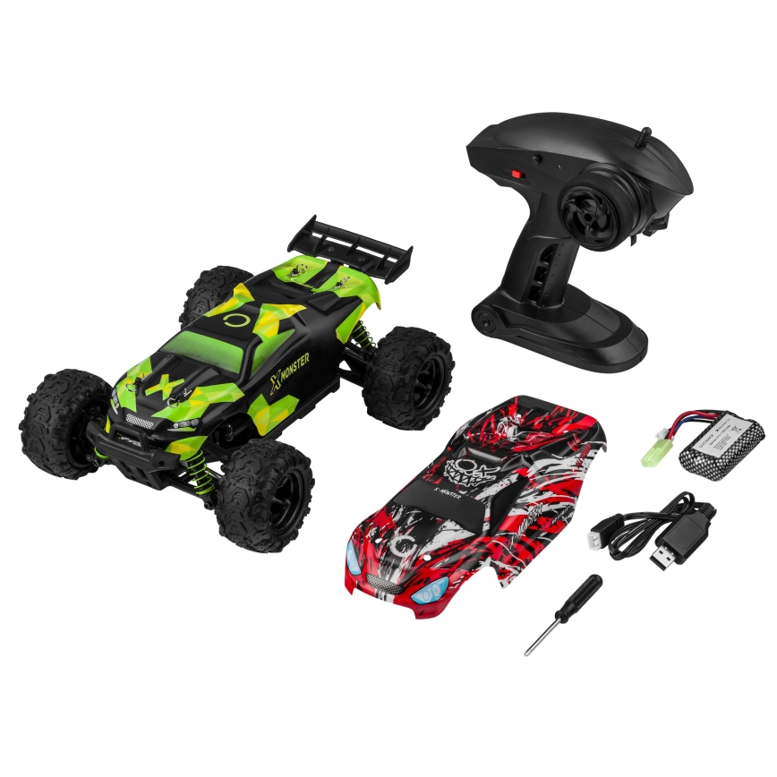 Overmax - pultiga juhitav RC-auto X-MONSTER 3.5 1700 mAh must/punane/roheline