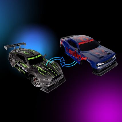 Overmax - RC driftauto kaugjuhtimispuldiga X-OVERSLIDE 1000 mAh must/roheline/sinine/punane