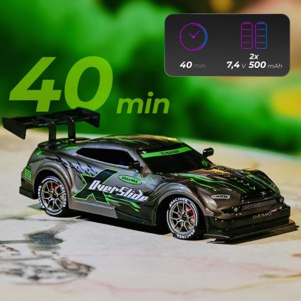 Overmax - RC driftauto kaugjuhtimispuldiga X-OVERSLIDE 1000 mAh must/roheline/sinine/punane