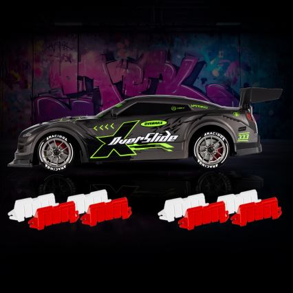 Overmax - RC driftauto kaugjuhtimispuldiga X-OVERSLIDE 1000 mAh must/roheline/sinine/punane