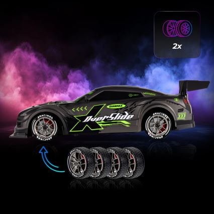 Overmax - RC driftauto kaugjuhtimispuldiga X-OVERSLIDE 1000 mAh must/roheline/sinine/punane