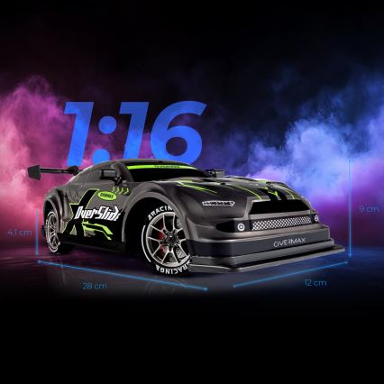 Overmax - RC driftauto kaugjuhtimispuldiga X-OVERSLIDE 1000 mAh must/roheline/sinine/punane