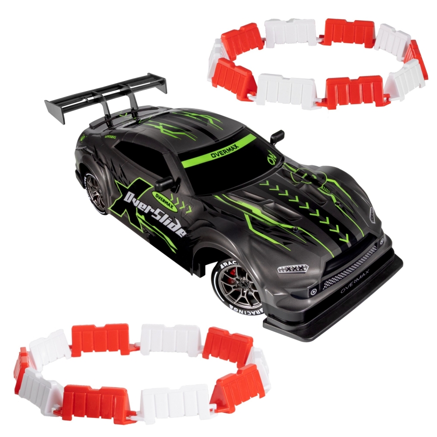 Overmax - RC driftauto kaugjuhtimispuldiga X-OVERSLIDE 1000 mAh must/roheline/sinine/punane
