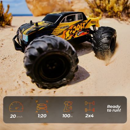 Overmax - X-JOLT kaugjuhtimisega RC-auto, 1000 mAh, must/kollane