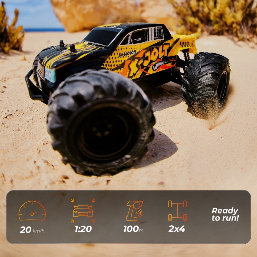 Overmax - X-JOLT kaugjuhtimisega RC-auto, 1000 mAh, must/kollane