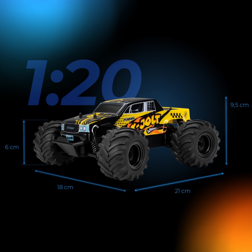 Overmax - X-JOLT kaugjuhtimisega RC-auto, 1000 mAh, must/kollane