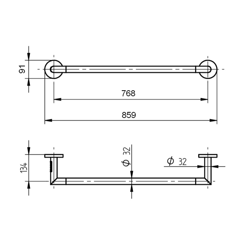 P.M.H. IN1B-R - Elektriline rätikukuivati INGA 17W/230V 85,9 cm IP44 parempoolne/must
