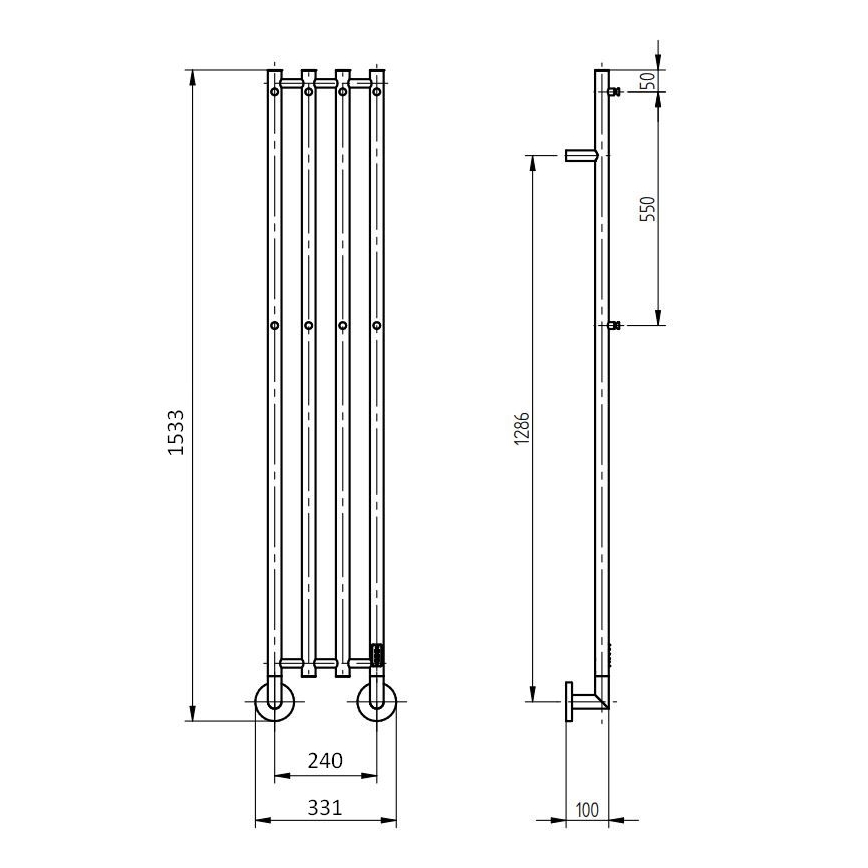 P.M.H. MO1SS-L - Elektriline rätikuivati MONA 93W/230V 153,3 cm IP44 poleeritud roostevabast terasest