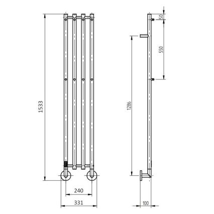 P.M.H. MO1SS-LK - MONA elektriline rätikukuivati 93W/230V 153,3 cm IP44 poleeritud roostevabast terasest