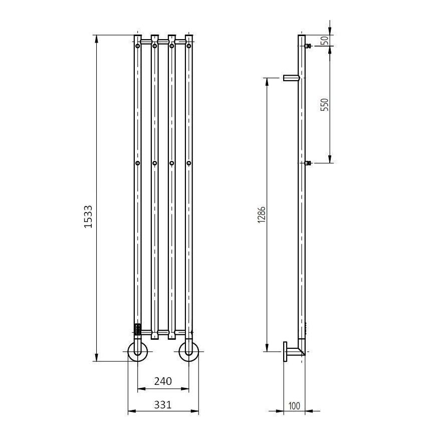 P.M.H. MO1SS-LK - MONA elektriline rätikukuivati 93W/230V 153,3 cm IP44 poleeritud roostevabast terasest