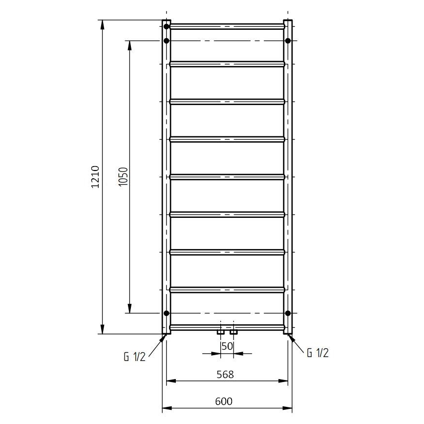 P.M.H. NS4C-M - Vannitoa redelradiaator NAAS 222 W, 121 cm, läikiv kroom