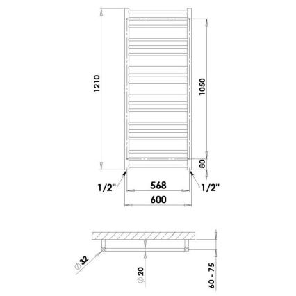 P.M.H. SN4C - Vannitoa rätikuivati SORANO 470W 121 cm läikiv kroom