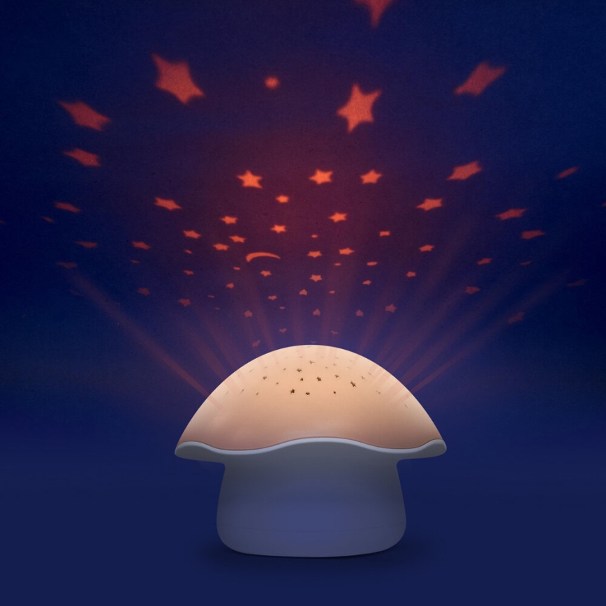 PABOBO - Projektor koos melody STAR MUSHROOM 3xAA lõheroosa