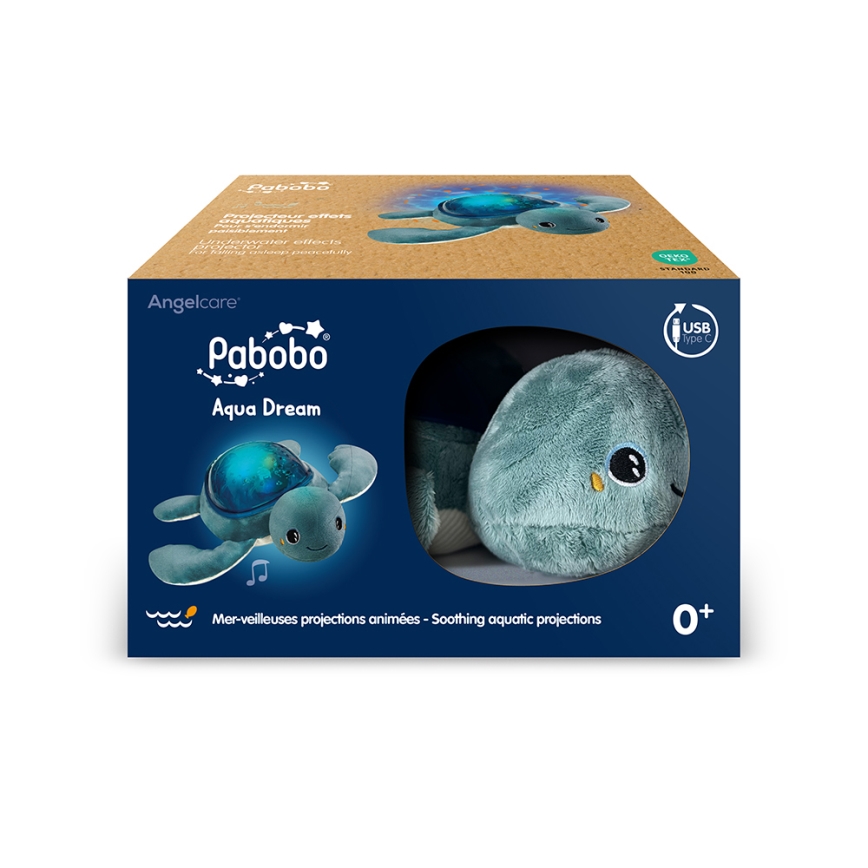 PABOBO - Projektor meloodiaga AQUA DREAM USB kilpkonn