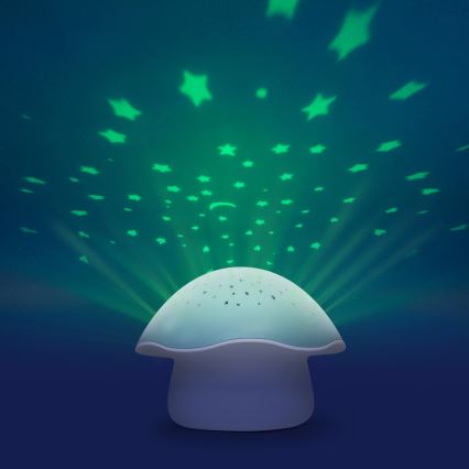 PABOBO - Projektor meloodiaga STAR MUSHROOM 3xAA sinine