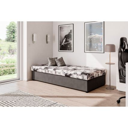Päevavoodi koos vedrumadratsiga ja hoiuruum NOE 200x90 hall/must